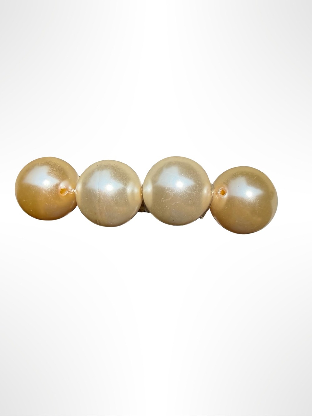 Pearl Bead Barrette - Champagne Pearl Finish